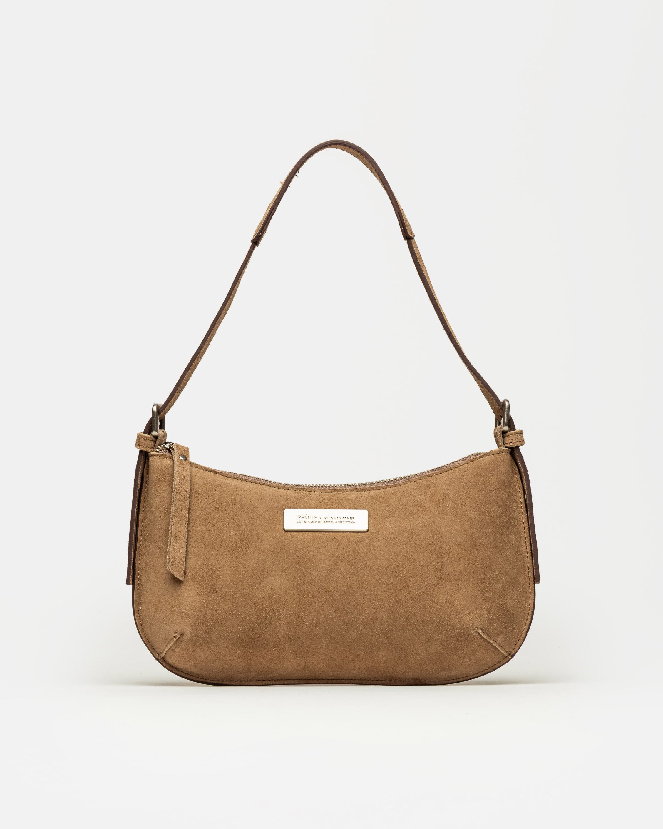 Cartera al hombro Mia en cuero gamuza