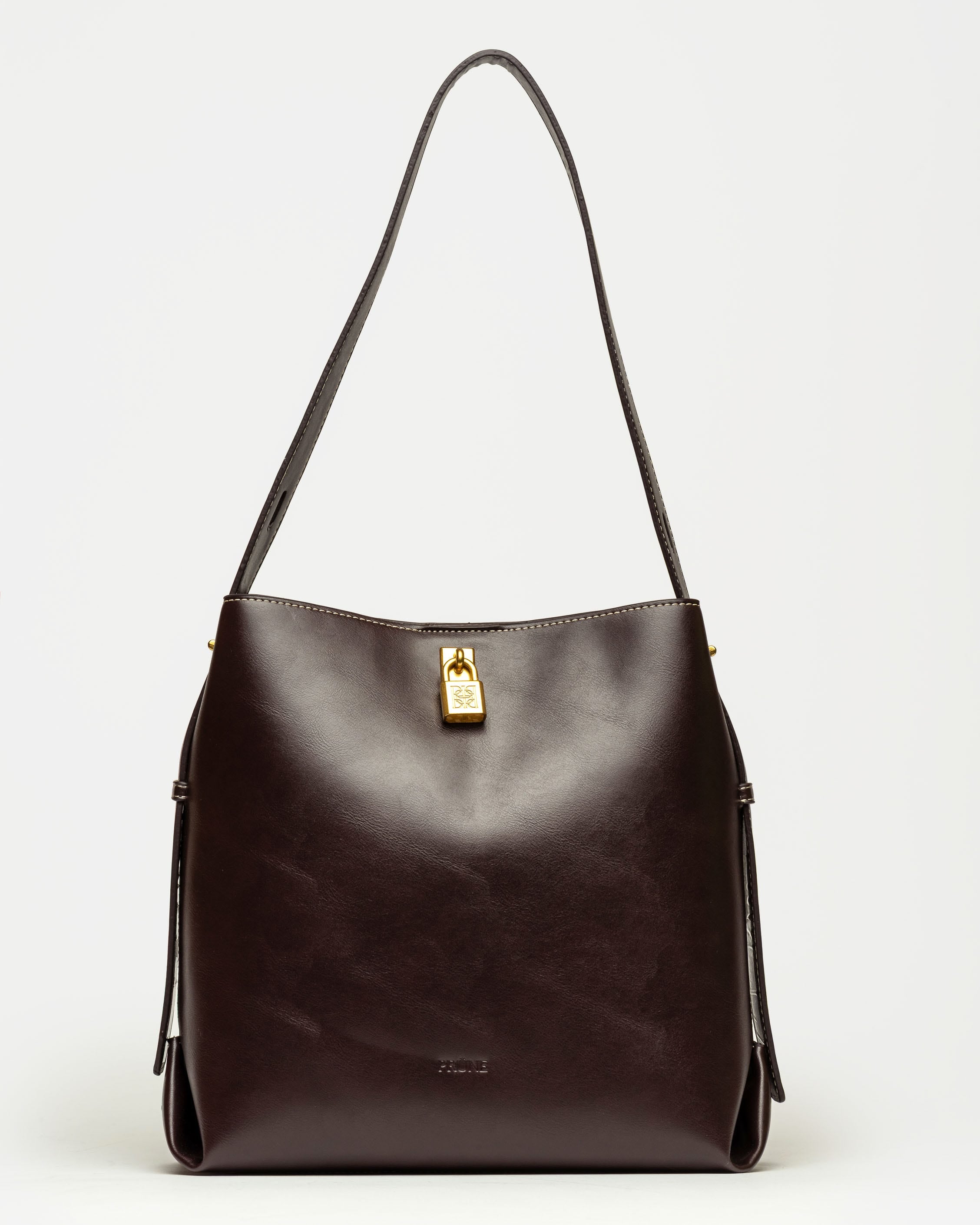 Bolso The Lock en efecto cuero liso