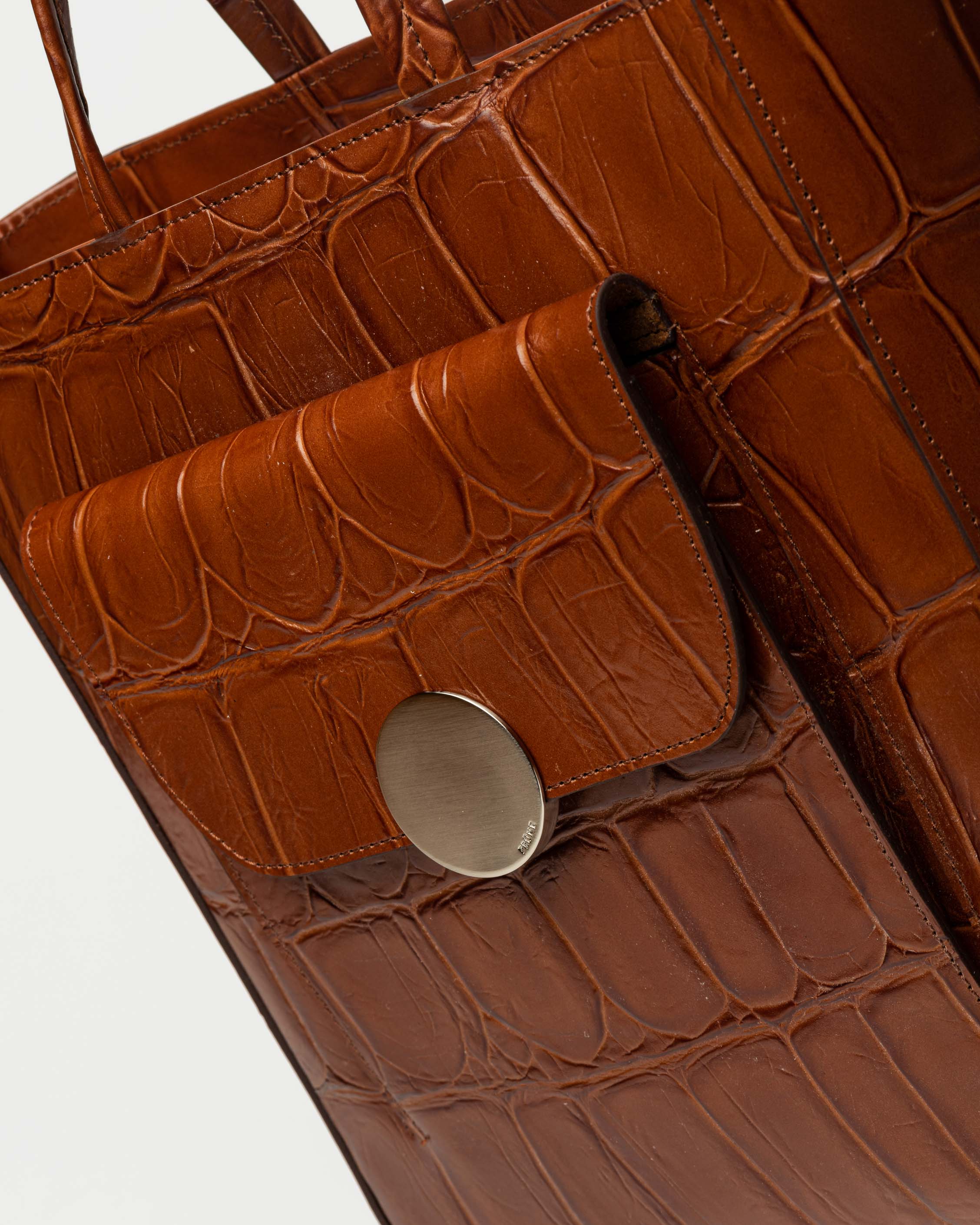 Shopper The Circle en cuero grabado big croco